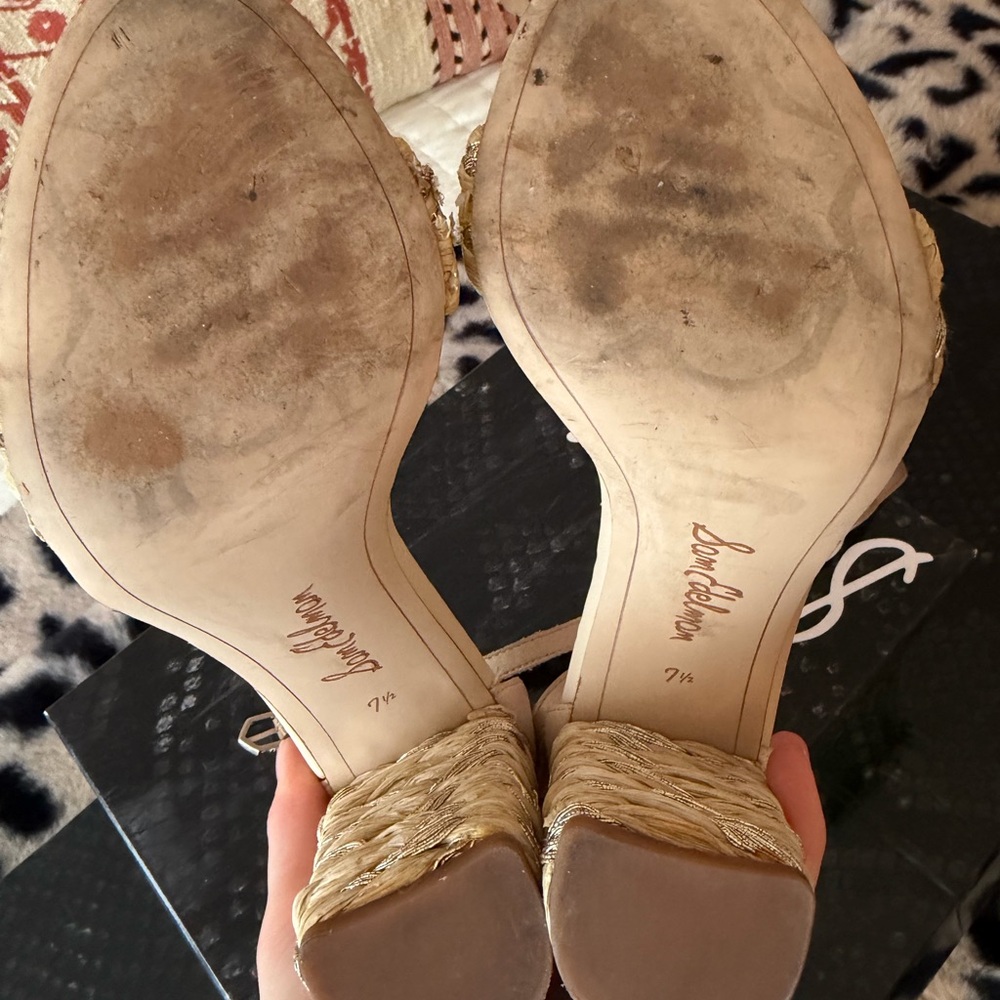 Sam Edelman Braided Metallic Gold Wedge Sandals - Picture 5 of 5